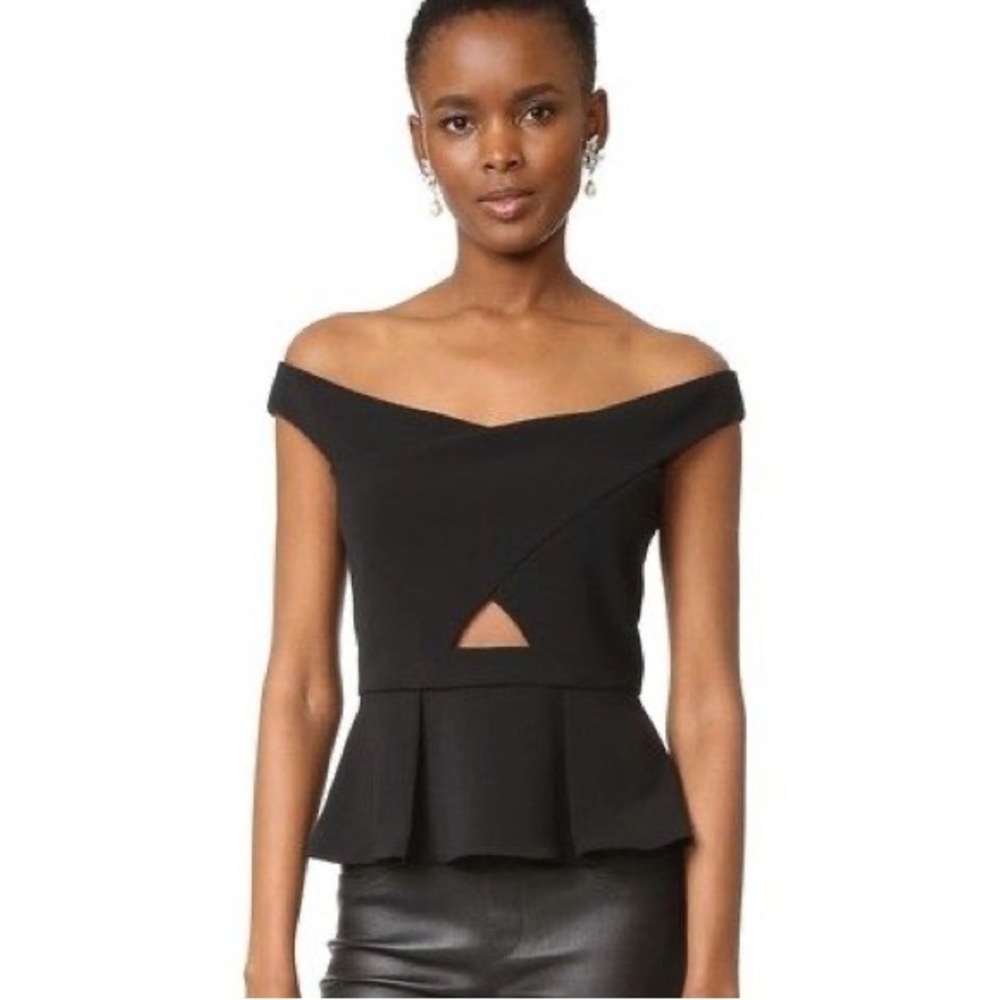 Parker Davina Peplum Top with Portrait Collar and Cut Out